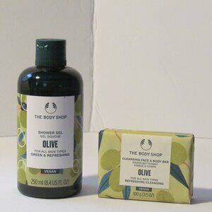The Body Shop Vegan Olive Shower Gel and Cleansing Face & Body Bar - NEW